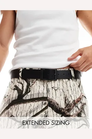 ASOS Cinturón de cuero sintético rugoso con hebilla rectangular de