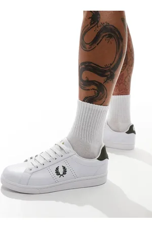 Fred Perry Zapatillas de deporte blancas y verdes de cuero B721 de