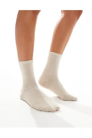 Pieces® Calcetines color con acabado de purpurina de -Blanco