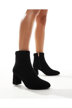 New Look Botas negras con tacón grueso de antelina de