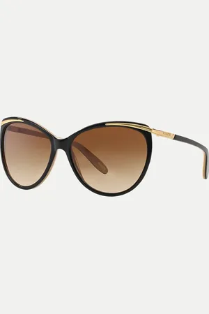 Ralph Lauren Gafas de sol negras de estilo ojos de gato con lentes marrones de -Negro
