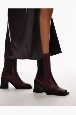 Topshop Botines Chelsea con tacón de bloque Nisha de -Rojo