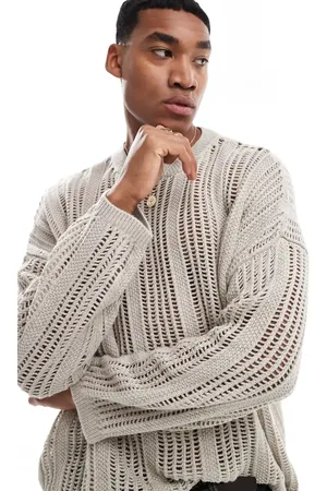 ASOS Jersey corto color extragrande con detalles calados de punto de -Blanco