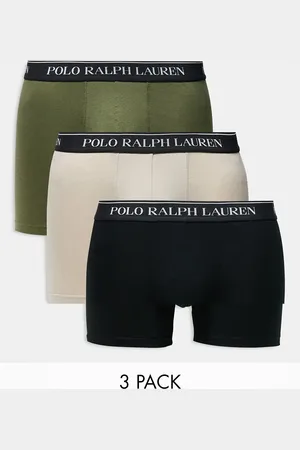 Ralph Lauren Pack de 3 calzoncillos de color piedra, caqui y negro con logo en la cinturilla de