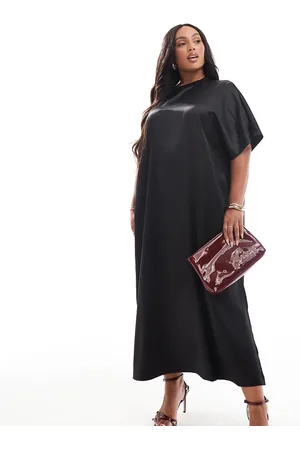 ASOS Vestido midi estilo camiseta extragrande de satén de ASOS DESIGN Curve