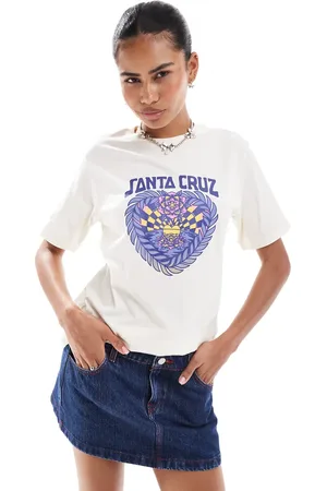 Santa Cruz Camiseta beis con logo y estampado gráfico de corazón de
