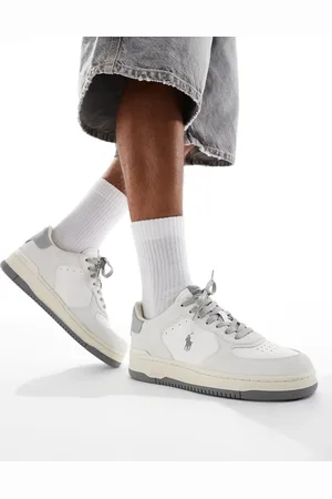 Ralph Lauren Zapatillas de deporte blancas y grises de mezcla de ante Masters Court de -Blanco