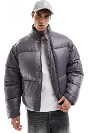 ASOS Chaqueta de plumas gris extragrande de