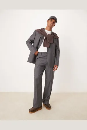 ASOS Pantalones de traje carbón de corte ancho con raya diplomática de