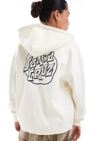 Santa Cruz Sudadera blanca monocromático con capucha y cremallera Fever Dream Mono Dot de
