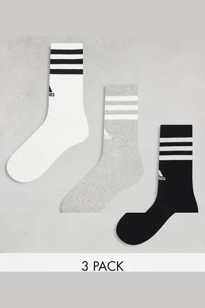 adidas Pack de 3 pares de calcetines de color negro, blanco y gris con diseño de tres rayas de adidas Training