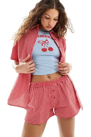 Motel Pantalones cortos playeros rojos a cuadros vichy Laboxe de (parte de un conjunto)