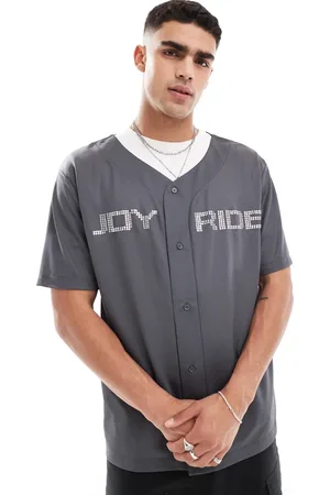 ASOS Camisa extragrande de estilo béisbol de malla deportiva con texto de strass de