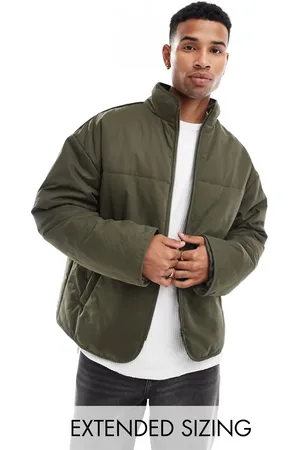 ASOS Chaqueta de plumas caqui extragrande con detalle de costuras de