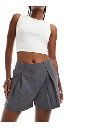 ASOS Pantalones de sastre cortos grises de talle alto de
