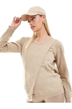 Mama;licious Jersey beis con abertura delantera y diseño para lactancia de Mamalicious Maternity-Beis neutro