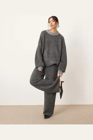 ASOS Pantalones de pernera ancha de punto de bouclé de (parte de un conjunto)