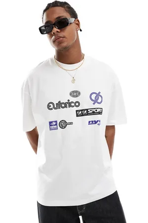 ASOS Camiseta blanca extragrande con estampado deportivo delantero y trasero de