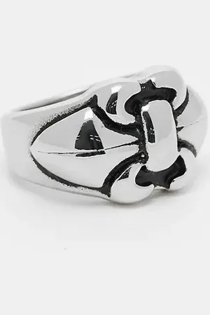 ASOS Anillo en tono pulido con diseño gótico de acero inoxidable resistente al agua de