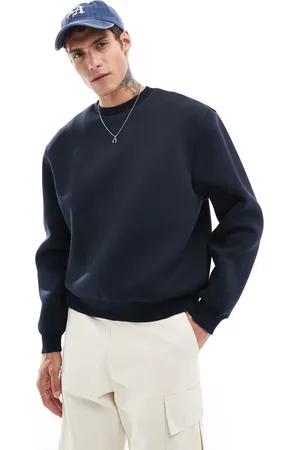 ASOS Sudadera azul marino de corte cuadrado extragrande de tejido efecto neopreno de