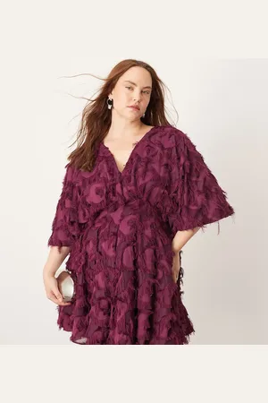 ASOS Vestido corto color con cintura ceñida de tejido texturizado de Curve-Multicolor