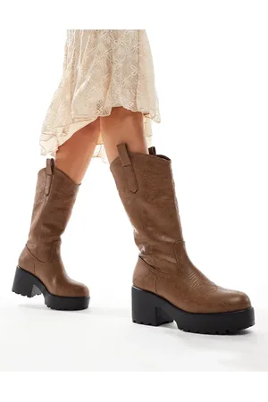 Koi Footwear Botas altas marrones estilo wéstern con suela gruesa Wintu de KOI-Negro