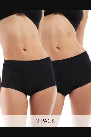 ASOS Pack de 2 braguitas negras estilo culotte de talle alto de tejido supersuave Bella de