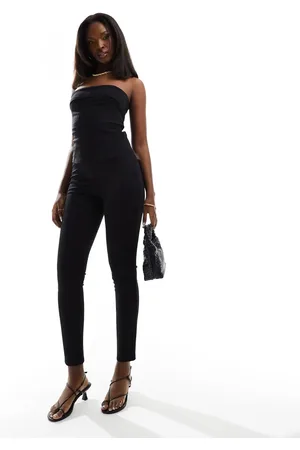 ASOS Pantalones de sastre negros de corte pitillo de punto roma de