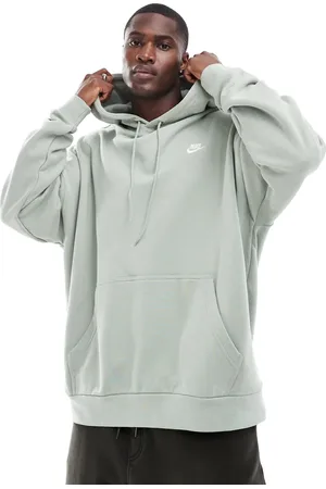 Nike Sudadera verde oliva extragrande con capucha de felpa rizada de Club