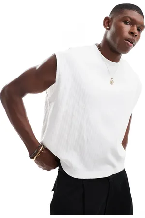 ASOS Camiseta corta blanca ultragrande sin mangas de