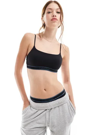 Calvin Klein Bralette con cuello ancho, relleno ligero y banda elástica del logo Tonal Logo Cotton de