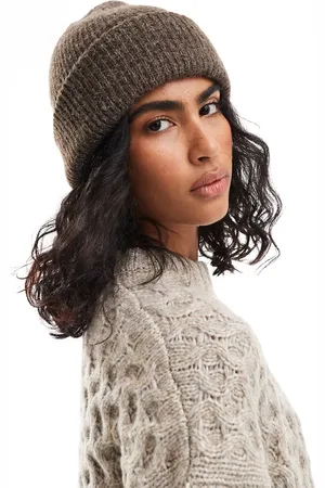 ASOS Gorro color chocolate con doble vuelta de punto grueso de