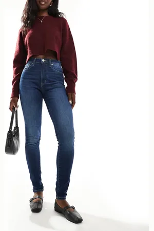 Tommy Hilfiger Vaqueros de talle alto y corte pitillo con lavado oscuro Sylvia de -Azul