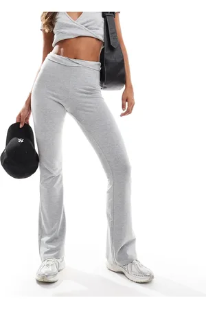 Miss Selfridge Leggings de campana gris jaspeado con cinturilla de pico de