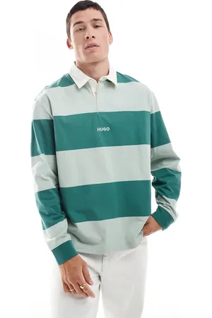 Hugo Blue Sudadera a rayas verdes horizontales de estilo rugby Noresti de