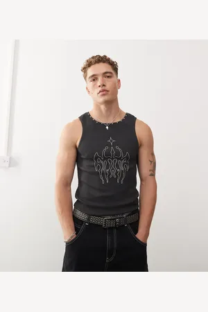 COLLUSION Camiseta negra ajustada sin mangas con detalle de tachuelas de