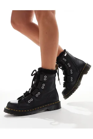Dr. Martens Botas negras con 4 secciones y forro de piel Milled Nappa 1460 de Dr. Martens