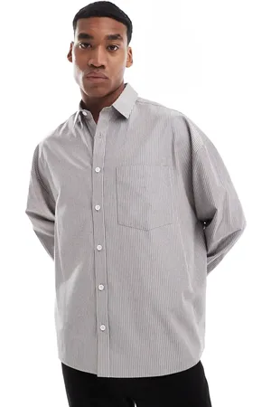 ASOS Camisa a rayas grises extragrande de