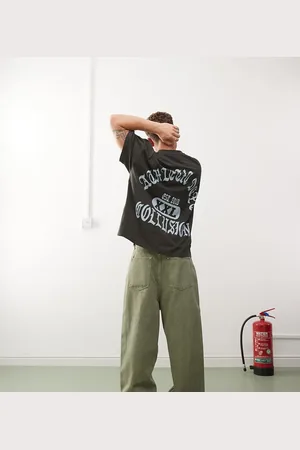 COLLUSION Camiseta negra extragrande con estampado "Athletic Dept." de