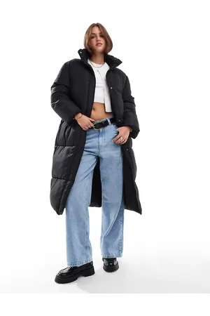 ASOS Chaqueta larga negra acolchada de
