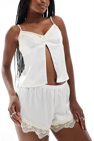 Cotton On Pijama lencero color con abertura delantera de Cotton On-Blanco