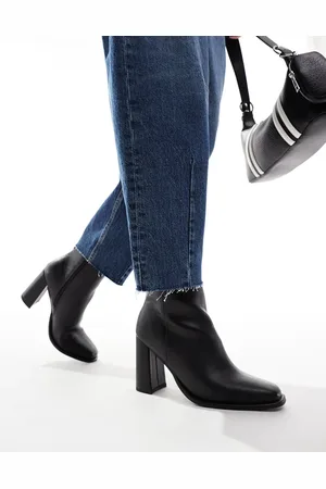 London Rebel Botines negros con tacón de bloque Maddie de