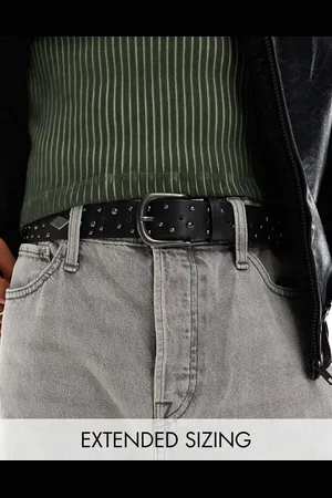 ASOS Cinturón de cuero sintético con detalle de tachuelas de