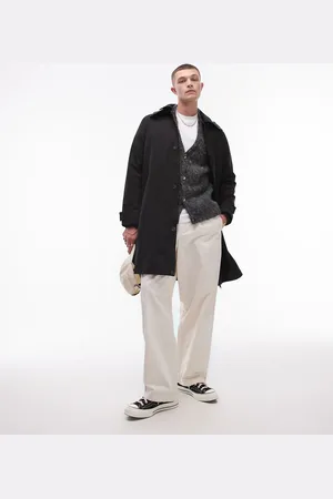 Topman Gabardina negra con capucha de