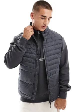 JACK & JONES Chaleco gris oscuro acolchado y plegable de