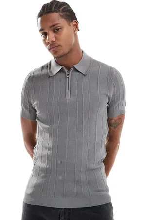River Island Polo ajustado con patrón de espiga de punto de