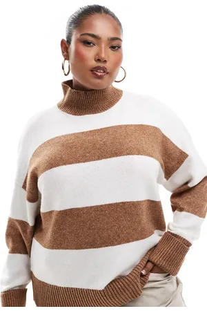 ASOS Jersey a con cuello subido y puños vueltos de punto de ASOS DESIGN Curve-Multicolor