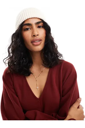 ASOS Gorro color de punto inglés acanalado de -Blanco