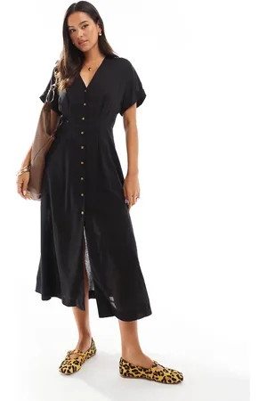 MANGO Vestido midi con botones delanteros de