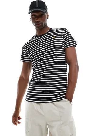 G-Star Camiseta a rayas blancas y negras de